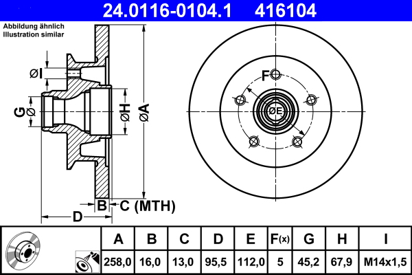 Disc frana ATE 24.0116-0104.1