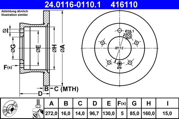 Disc frana ATE 24.0116-0110.1