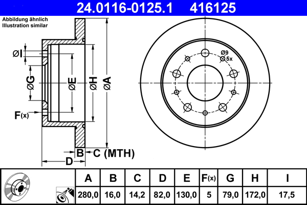 Disc frana ATE 24.0116-0125.1