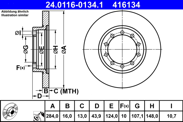 Disc frana ATE 24.0116-0134.1