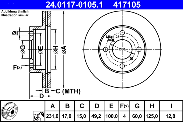 Disc frana ATE 24.0117-0105.1