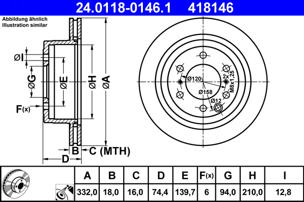 Disc frana ATE 24.0118-0146.1
