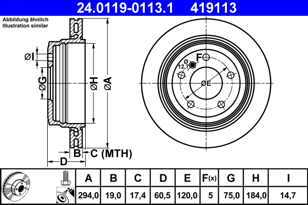 Disc frana ATE 24.0119-0113.1