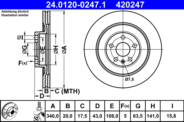 Disc frana ATE 24.0120-0247.1