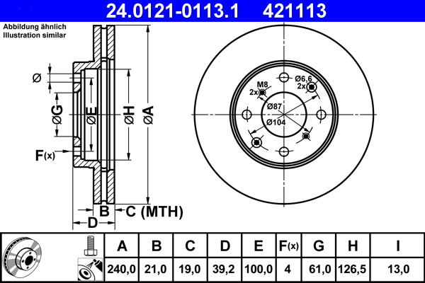 Disc frana ATE 24.0121-0113.1