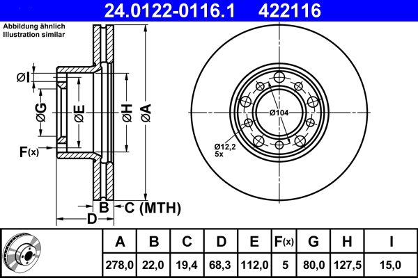 Disc frana ATE 24.0122-0116.1