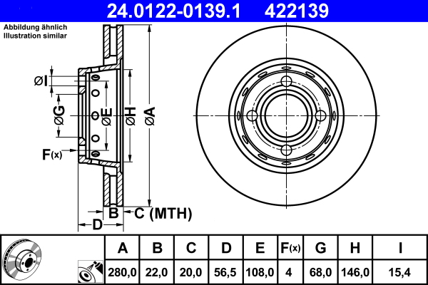 Disc frana ATE 24.0122-0139.1