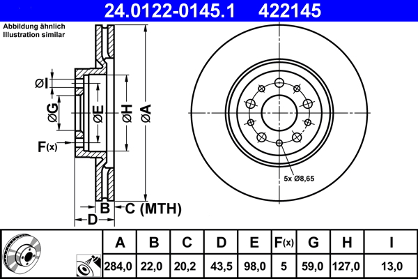 Disc frana ATE 24.0122-0145.1