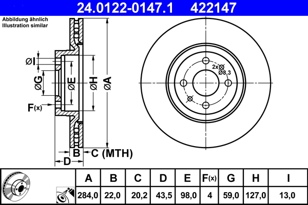 Disc frana ATE 24.0122-0147.1