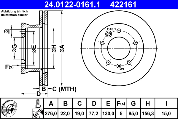 Disc frana ATE 24.0122-0161.1