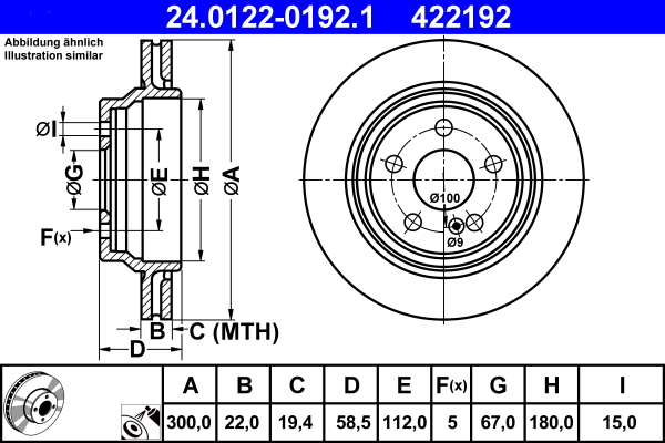 Disc frana ATE 24.0122-0192.1