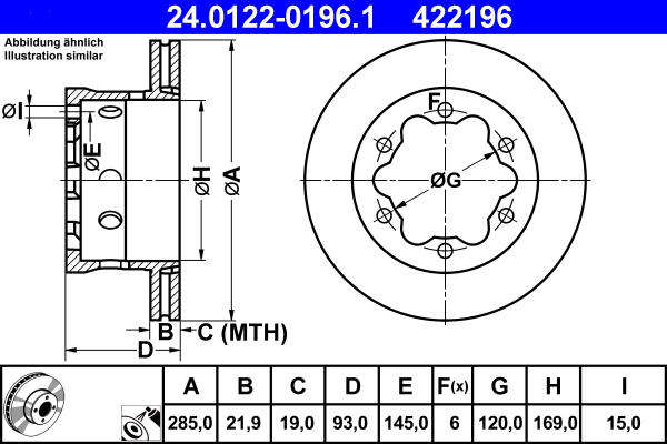 Disc frana ATE 24.0122-0196.1