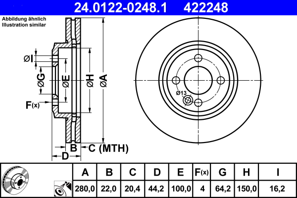 Disc frana ATE 24.0122-0248.1