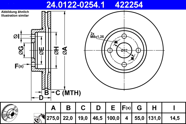 Disc frana ATE 24.0122-0254.1