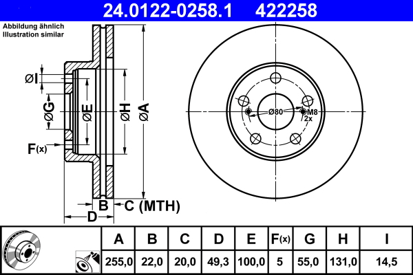 Disc frana ATE 24.0122-0258.1