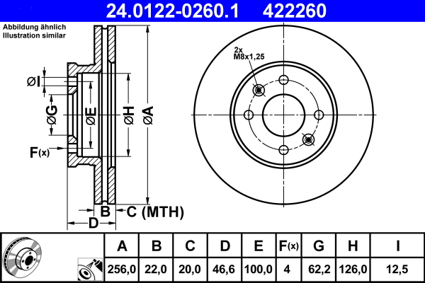 Disc frana ATE 24.0122-0260.1