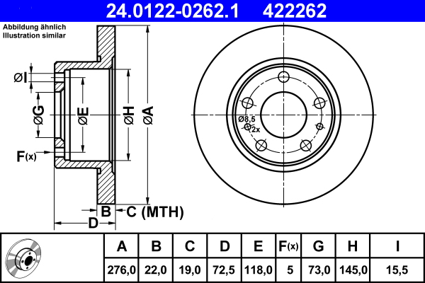 Disc frana ATE 24.0122-0262.1