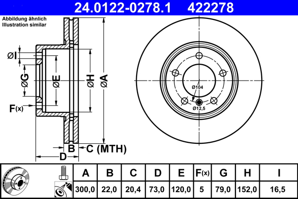 Disc frana ATE 24.0122-0278.1