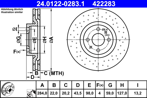 Disc frana ATE 24.0122-0283.1