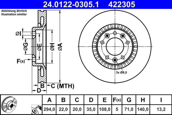 Disc frana ATE 24.0122-0305.1