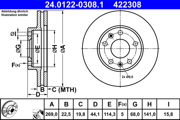 Disc frana ATE 24.0122-0308.1