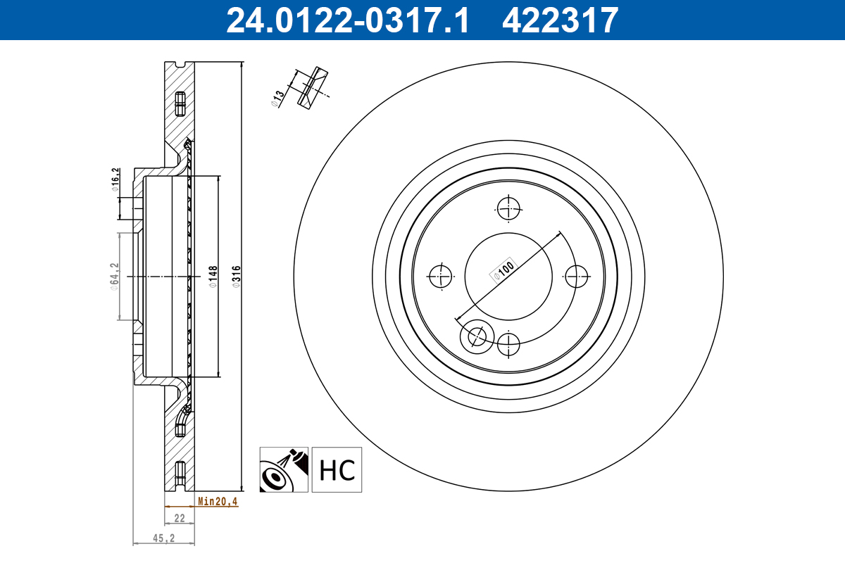 Disc frana ATE 24.0122-0317.1