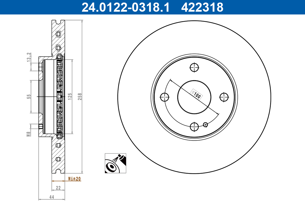 Disc frana ATE 24.0122-0318.1