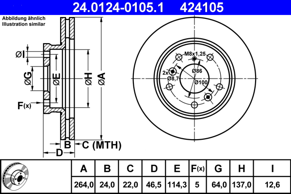 Disc frana ATE 24.0124-0105.1