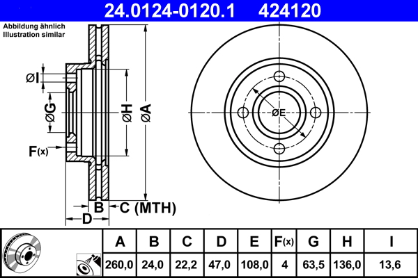 Disc frana ATE 24.0124-0120.1