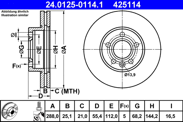 Disc frana ATE 24.0125-0114.1