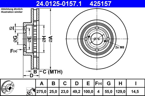 Disc frana ATE 24.0125-0157.1