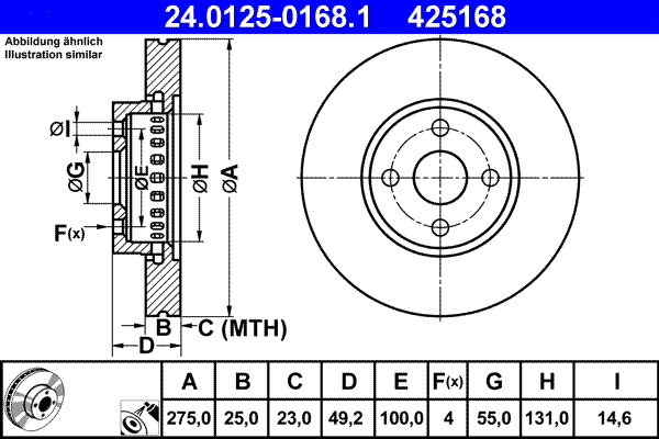 Disc frana ATE 24.0125-0168.1