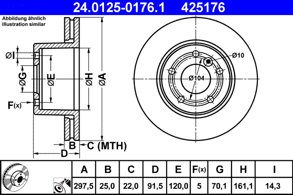 Disc frana ATE 24.0125-0176.1