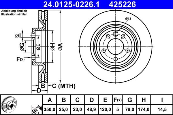 Disc frana ATE 24.0125-0226.1