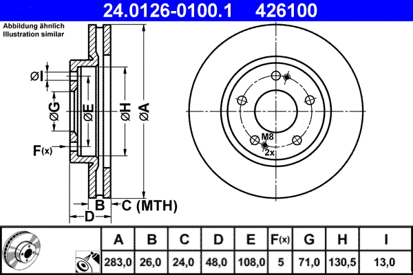 Disc frana ATE 24.0126-0100.1