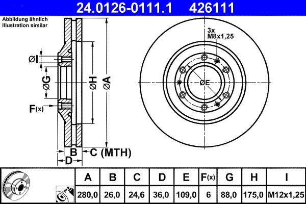 Disc frana ATE 24.0126-0111.1