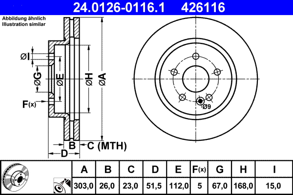 Disc frana ATE 24.0126-0116.1