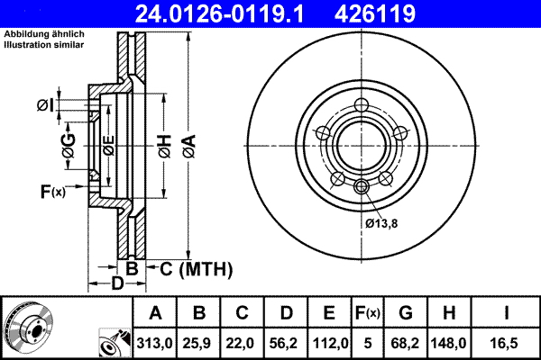 Disc frana ATE 24.0126-0119.1