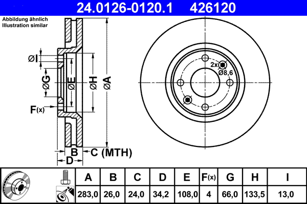 Disc frana ATE 24.0126-0120.1