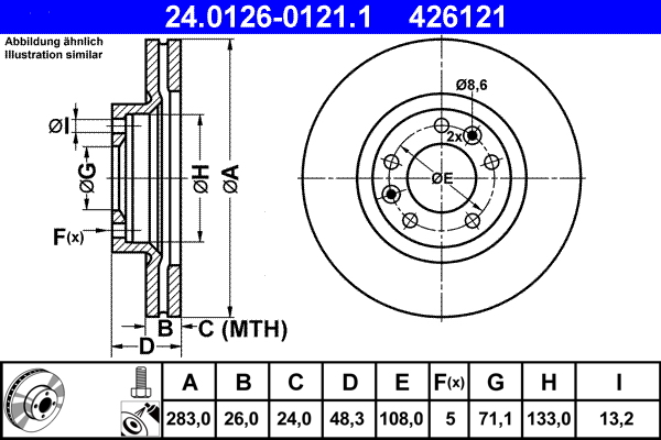 Disc frana ATE 24.0126-0121.1