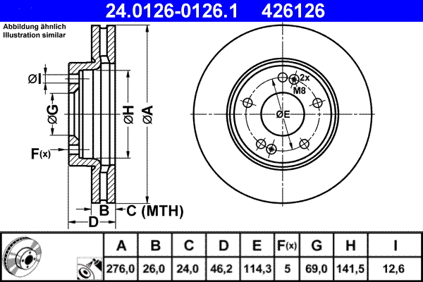 Disc frana ATE 24.0126-0126.1