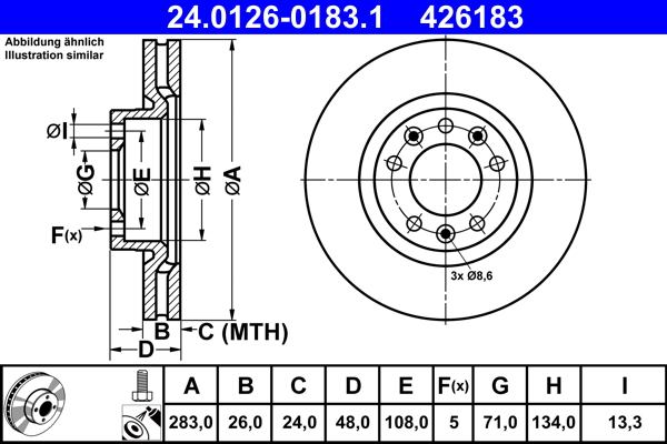 Disc frana ATE 24.0126-0183.1