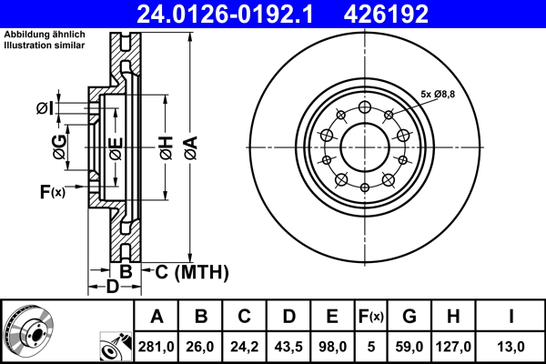Disc frana ATE 24.0126-0192.1