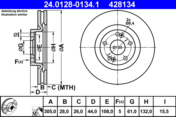 Disc frana ATE 24.0128-0134.1