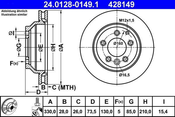 Disc frana ATE 24.0128-0149.1