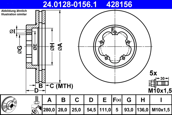 Disc frana ATE 24.0128-0156.1