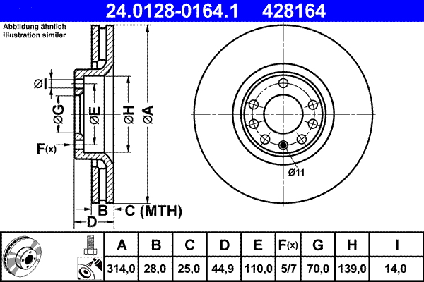 Disc frana ATE 24.0128-0164.1