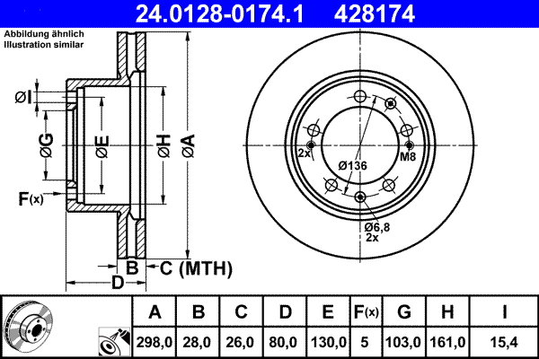 Disc frana ATE 24.0128-0174.1