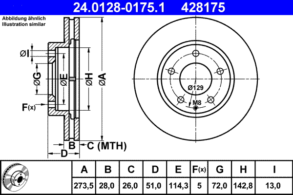 Disc frana ATE 24.0128-0175.1
