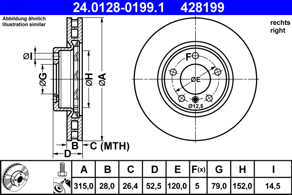 Disc frana ATE 24.0128-0199.1